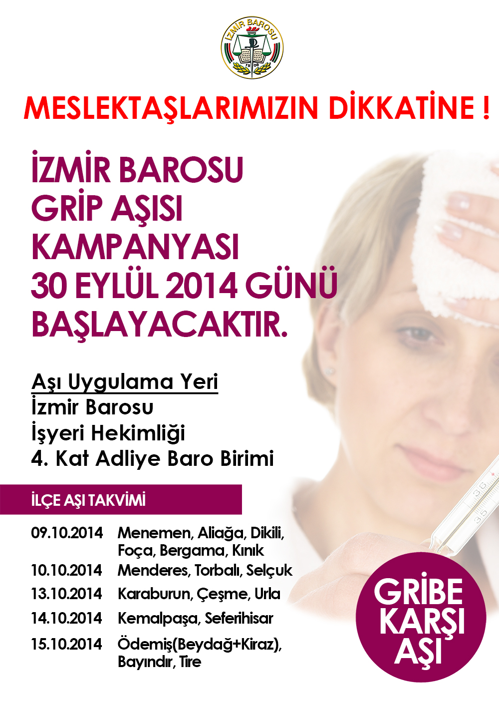 İzmir Barosu Grip Aşı Kampanyası